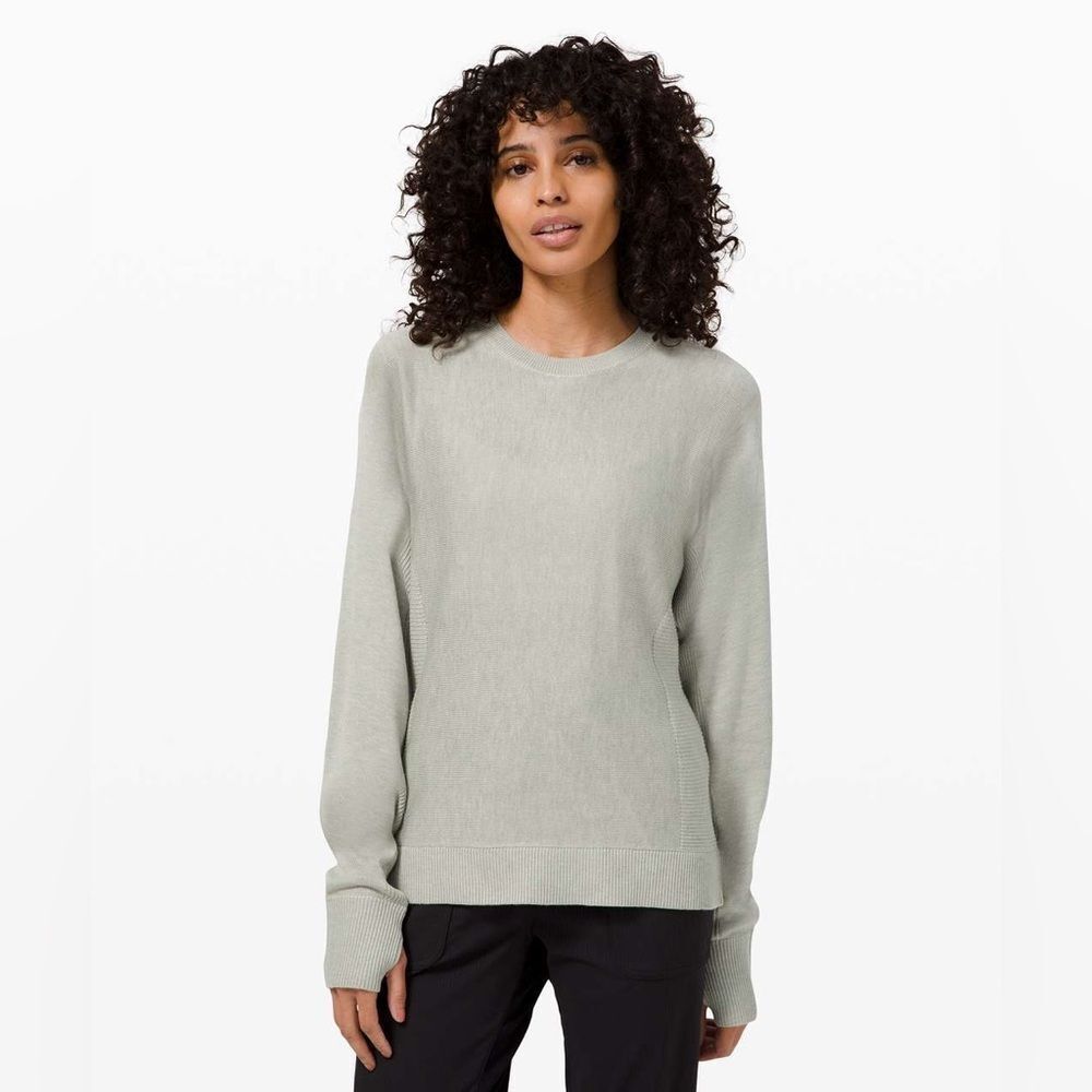 New Lululemon Athletica light sage green knit  Crew Neck Sweater cashmere blend